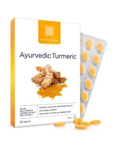Healthspan Ayurvedic Turmeric / 60 Tablets / 95% high curcuminoid Content / Added Vitamin C / Supports Joint and Immune Health / Vegan Friendly