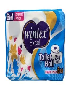 IN HOME Wintex Excel 2ply Soft Toilet Paper Roll 6 in1 Smart Pack (Regular) (98mm × 100mm, Pack Of 5)