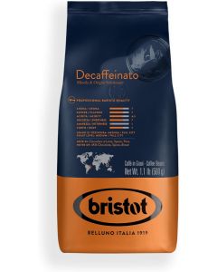 Bristot Decaf Italian Coffee Beans – Medium Roast Whole Espresso Beans – Smooth & Rich Flavor – 1.1 lb (500g) Bag – Roasted in Italy