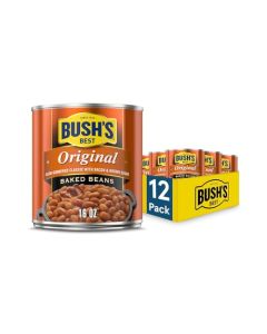 BUSHS BEST 16 oz Canned Original Baked Beans Source of Plant Based Protein and Fiber Low Fat Gluten Free Pack of 12