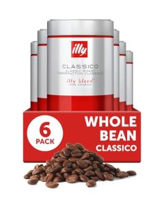illy Whole Bean Coffee Classico Medium Roast 100 Arabica Premium Italian Coffee Ideal for Espresso Drip Moka and French Press Brewing 88oz 6 Pack