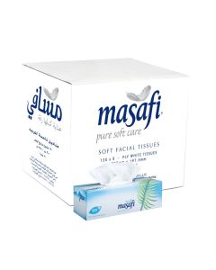 MASAFI WHOLESALE CARTON SET OF 6- 130 X 2 PLY WHITE FACIAL TISSUES
