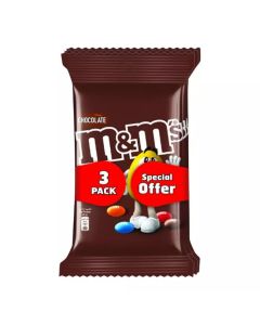 M&M Milk Chocolate Candy Beans Coated in Colorful Crunchy Shell- 3X82gms