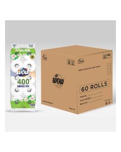 WOW 2-Ply Toilet Roll - 400 Sheets per Roll, 60 Rolls