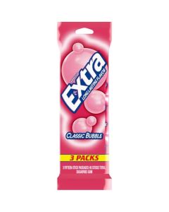 EXTRA Classic Bubble Sugar Free Chewing Gum 15 Sticks 3 Pack