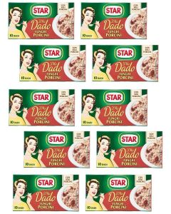 Star: "Il Mio Dado Funghi Porcini" Bouillon Cubes, Porcini Mushroom * 10-Cubes Boxes, 10g Each Cube * Pack of 10 [ Italian Import ]