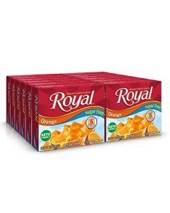 Royal Orange Gelatin Dessert Mix Sugar Free and Carb Free 32oz Boxes Pack of 12
