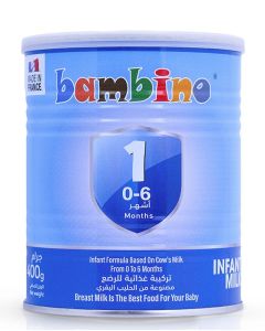 BAMBINO Stage 1 Infant Formula Milk Powder 400g Tin / Complete Nutrition for Babies 0-6 Months / DHA, Vitamins & Minerals