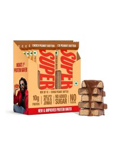 SuperYou 10g Protein Wafer Bar / Choco Peanut Butter / 10g Protein / Pack of 10 / Made with Atta & Jowar / No Added Sugar / No Trans Fat / No Palm Oil / Fermented Yeast Protein / Energy Bar / 3g Fiber / 100% Vegetarian