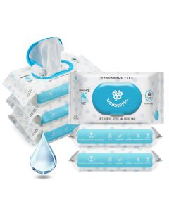 WONDERFUL Flushable Butt Wipes Unscented 100 PlantBased Wet Wipes for Adults Kids Sewer Septic Safe Gentle for Sensitive Skin Wipes Flushable Pack for Bathroom Travel 6Pack 360 Wipes