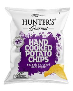 Hunter’s Gourmet Hand Cooked Potato Chips Sea Salt and Crushed Black Pepper 40gm