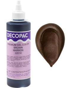 DECOPAC Premium Gel Food Color - Highly Concentrated Edible Coloring for Buttercream, Fondant & Piping Gel, 8oz - Brown