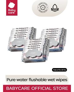 Babycare - Pure Water Flushable Wet Wipes - Pack of 15 x 40 Pcs