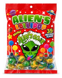 Alien’s Sour Mini Lollipop Mix Fruit Flavor – 35 pcs