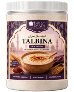 Bliss of Earth Talbina Powder with Saffron 400g – Premium Sunnah Barley Porridge Mix / 100% Natural Instant Talbina / Rich in Fiber & Beta-Glucan / No Preservatives, No Artificial Colors / Traditional Prophetic Nourishment