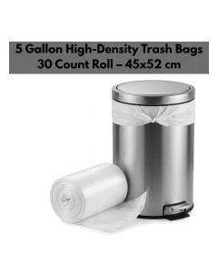 5 Gallon High-Density Trash Bags – 30 Count Roll – 45x52 cm – Small Bin Liners for Home & Office Pack of 1