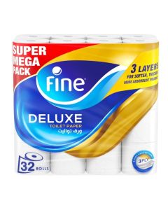 Fine Deluxe Toilet Paper - 32 Rolls, 3-Ply, 140 Sheets Each