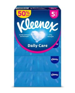 Daily Care Facial Tissue - Pack Of 5 Boxes, 120 Sheets X 2 Ply