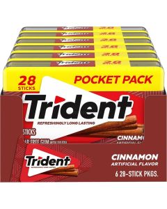 Trident Cinnamon Sugar Free Chewing Gum - 6 Pocket Packs