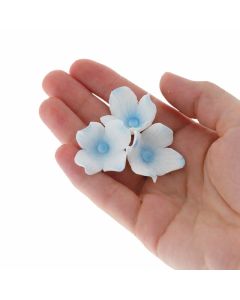 Global Sugar Art Hydrangea Blossom Sugar Cake Flowers White and Blue Unwired 36 Count by Chef Alan Tetreault