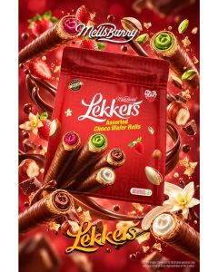 MELLSBURRY Lekkers Assorted Choco Wafer Rolls, Crispy Chocolate Coated Wafer Rolls with Assorted Cream Fillings, Premium Confectionery Snack, 200g
