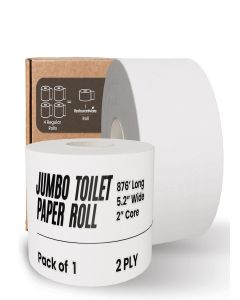 Restaurantware Toilet Paper Roll 876' Pack of 1 Center Pull Toilet and Bathroom Tissue Roll 2-Ply, 1.96 Inch Core Hardwound High Absorbency Tissue Paper for Household Bathroom Commercial Use