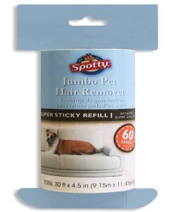 Spotty Jumbo Extra Sticky, Adhesive Lint Roller Refill, Pet Cat & Dog Hair Remover for Clothes and Furniture, 60 Sheet ct