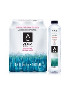 Aqua Carpatica Still Natural Mineral Water 1L x 6 Bottles / Naturally Alkaline, Virtually Nitrate-Free & Low Sodium / Premium Romanian Bottled Drinking Water
