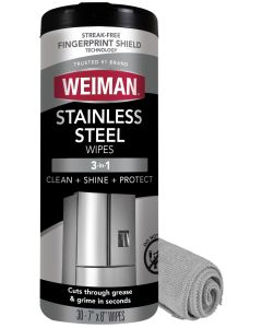 Weiman Stainless Steel Wipes Large Microfiber Cloth Removes Fingerprints Residue Water Marks and Grease from Appliances Works Great on Refrigerators Dishwashers Ovens Grills Packaging May Vary