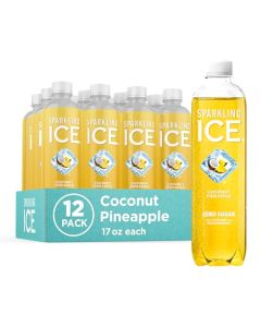 Sparkling Ice Coconut Pineapple Sparkling Water Zero Sugar Flavored Water with Vitamins and Antioxidants Low Calorie Beverage 17 fl oz Bottles Pack of 12
