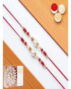 Ghasitaram Gifts Jaiccha Rakhi for Brother Rakhis Online Set of 2-6210 Pearl Rakhi with 200 GMS of Kaju katli