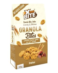 XPro Bite Granola Bites / Dates Flavor / Whole Grain / No Added Sugar / High Fiber Snack / 45g Pack