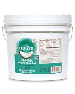 Nutiva Organic ColdPressed Virgin Coconut Oil 1 Gallon USDA Organic NonGMO Whole 30 Approved Vegan Keto Fresh Flavor and Aroma for Cooking Healthy Skin and Hair