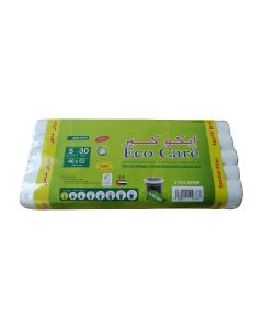 Eco Care White Garbage Bag Roll, 30S, 5 Gallon 46X52X5