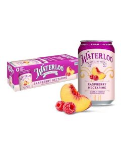Waterloo Sparkling Water Raspberry Nectarine Naturally Flavored 12 Fl Oz Cans Pack of 12 Zero Calories and Zero Sugar or Sweeteners