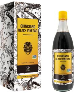 Soeos Chinkiang Black Vinegar - 18.6 fl oz (550ml) Organic Chinese Black Rice Vinegar for Cooking