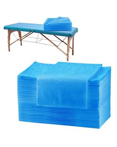 Disposable Bed Sheets 100PCS,31.5" x 74.8"Massage Table Sheets Bed Covers Disposable Sheets for Massage Table Oil-waterproof Spa Bed Covers Soft & Breathable Non-Woven FabricBlue
