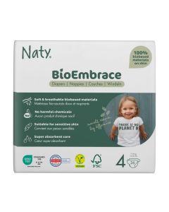 BioEmbrace Baby Diapers Size 4 (7-18 kg),100% Biobased on Skin, Plant-Based Softness, Dermatologically Tested and Super Absorbent, Pack of 26