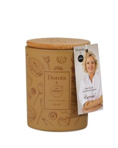 Dorota Wooden Wick Scented Candle Jar, 35-Hour Burn Time (Golden Caramel)