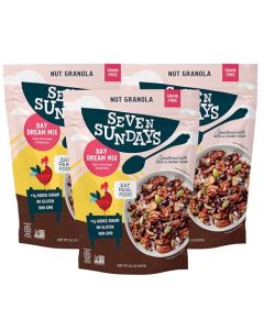 Seven Sundays Nut Granola Cereal Day Dream Dark Chocolate Raspberry 20 Oz Bag Pack of 3 Grain Gluten Free 4g Protein 5g Net Carbs Keto Friendly