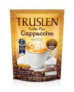 Truslen Coffee Plus Cappuccino / 8 Sachets Instant Coffee Mix / Sugar-Free, Low Calorie Cappuccino