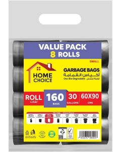 30 Gallons, Pack of 160-Pieces, Size 60x90 cm( 20 Trash Bags x 8 Rolls) Bio-degradable Garbage Bags Rolls , Bundle Pack, Value Pack