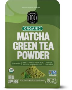 FGO Organic Matcha Green Tea Powder - Japanese Culinary Grade for Cooking, Baking, and Smoothies, 4 Ounce Resealable Bag