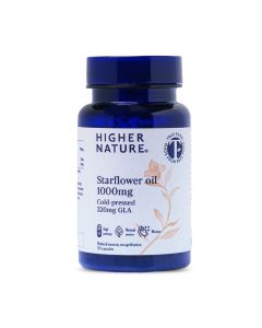 Higher Nature Starflower Oil 1000mg - 220mg GLA Cold-Pressed Natural Source of Omega 6 Women's Hormone & Skin Support - PMS & Menopause Support - True FoodÂ® Formula - Borage Oil Capsules - 30 Capsules