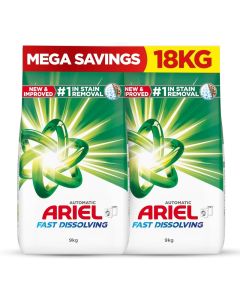 Ariel Detergent Powder, Pack Of 2 x 9kg Green