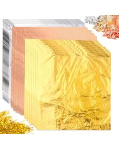 150 Pcs Gold Leaf Sheets for Art 55x55 Inch Gold Foil Sheets for Crafts 3 Colors Metallic Leaf for Nails Painting Gilding DIY Decor 14x14 cm Aluminum Foil Sheets for MultiSurface Use