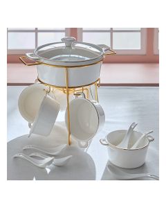 Noor Luxe Soup Set, 15 Pieces, White
