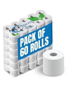 60 Rolls 2 Ply Toilet Rolls, Toilet Paper, Tissue Rolls, Bathroom Tissue, Soft Embossed Toilet Paper, 180 Sheets per Roll, 10,800 Sheets Total