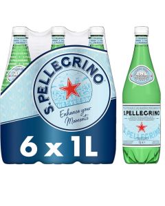 S.Pellegrino Sparkling Natural Mineral Water, 1L (Pack of 6)