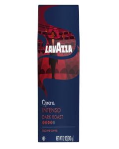 Lavazza Opera Intenso Ground Coffee 12oz Bag, Dark Roast, Bold and Balanced Taste, Intensity 4/5, Arabica and Robusta, Ideal for Drip Brewers, (Pack of 1) - Package May Vary